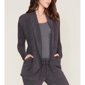 Barefoot Dreams CozyChic Lite Knit Gray Cardigan Style 452 Size M
